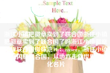 浙江小镇把徽章卖到了联合国浙江小镇把徽章卖到了联合国了吗浙江小镇徽章闪耀联合国蜘蛛池TG：zzcseo，浙江小镇徽章闪耀联合国，从地方走向世界的文化名片