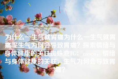 为什么一生气就胃痛为什么一生气就胃痛呢生气为何会导致胃痛？探索情绪与身体健康的关联蜘蛛池TG：zzcseo，情绪与身体健康的关联，生气为何会导致胃痛？