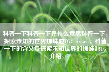 科普一下科普一下是什么意思科普一下，探索未知的世界蜘蛛池TG：zzcseo，科普一下的含义及探索未知世界的蜘蛛池TG介绍