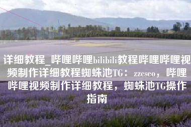 详细教程_哔哩哔哩bilibili教程哔哩哔哩视频制作详细教程蜘蛛池TG：zzcseo，哔哩哔哩视频制作详细教程，蜘蛛池TG操作指南