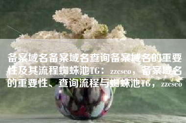 备案域名备案域名查询备案域名的重要性及其流程蜘蛛池TG：zzcseo，备案域名的重要性、查询流程与蜘蛛池TG，zzcseo