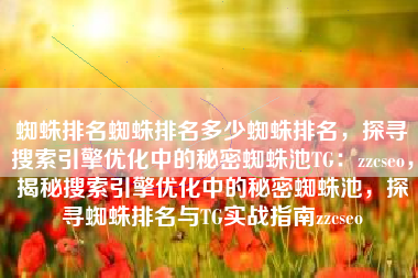 蜘蛛排名蜘蛛排名多少蜘蛛排名，探寻搜索引擎优化中的秘密蜘蛛池TG：zzcseo，揭秘搜索引擎优化中的秘密蜘蛛池，探寻蜘蛛排名与TG实战指南zzcseo