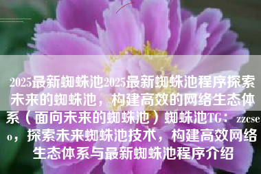 2025最新蜘蛛池2025最新蜘蛛池程序探索未来的蜘蛛池，构建高效的网络生态体系（面向未来的蜘蛛池）蜘蛛池TG：zzcseo，探索未来蜘蛛池技术，构建高效网络生态体系与最新蜘蛛池程序介绍