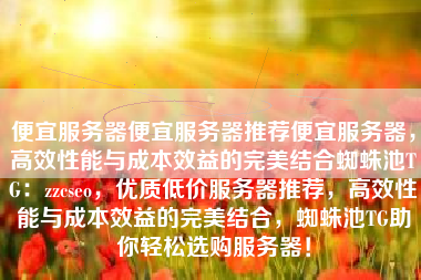 便宜服务器便宜服务器推荐便宜服务器，高效性能与成本效益的完美结合蜘蛛池TG：zzcseo，优质低价服务器推荐，高效性能与成本效益的完美结合，蜘蛛池TG助你轻松选购服务器！