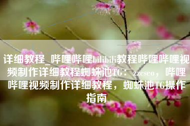 详细教程_哔哩哔哩bilibili教程哔哩哔哩视频制作详细教程蜘蛛池TG：zzcseo，哔哩哔哩视频制作详细教程，蜘蛛池TG操作指南