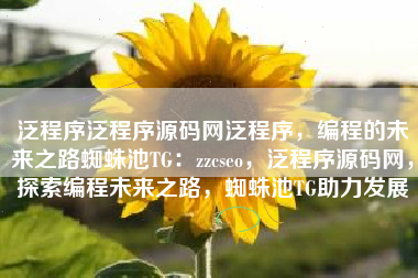 泛程序泛程序源码网泛程序，编程的未来之路蜘蛛池TG：zzcseo，泛程序源码网，探索编程未来之路，蜘蛛池TG助力发展