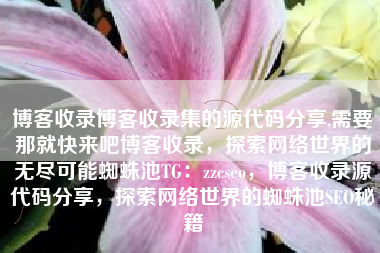 博客收录博客收录集的源代码分享,需要那就快来吧博客收录，探索网络世界的无尽可能蜘蛛池TG：zzcseo，博客收录源代码分享，探索网络世界的蜘蛛池SEO秘籍