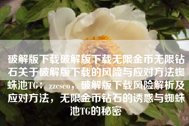 破解版下载破解版下载无限金币无限钻石关于破解版下载的风险与应对方法蜘蛛池TG：zzcseo，破解版下载风险解析及应对方法，无限金币钻石的诱惑与蜘蛛池TG的秘密