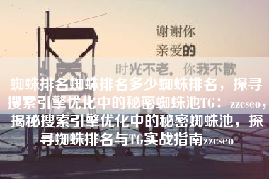 蜘蛛排名蜘蛛排名多少蜘蛛排名，探寻搜索引擎优化中的秘密蜘蛛池TG：zzcseo，揭秘搜索引擎优化中的秘密蜘蛛池，探寻蜘蛛排名与TG实战指南zzcseo