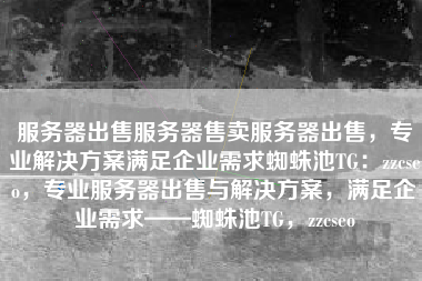 服务器出售服务器售卖服务器出售，专业解决方案满足企业需求蜘蛛池TG：zzcseo，专业服务器出售与解决方案，满足企业需求——蜘蛛池TG，zzcseo