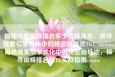 蜘蛛排名蜘蛛排名多少蜘蛛排名，探寻搜索引擎优化中的秘密蜘蛛池TG：zzcseo，揭秘搜索引擎优化中的秘密蜘蛛池，探寻蜘蛛排名与TG实战指南zzcseo