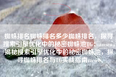 蜘蛛排名蜘蛛排名多少蜘蛛排名，探寻搜索引擎优化中的秘密蜘蛛池TG：zzcseo，揭秘搜索引擎优化中的秘密蜘蛛池，探寻蜘蛛排名与TG实战指南zzcseo