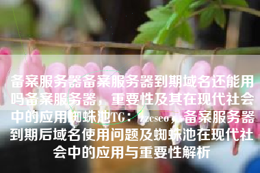 备案服务器备案服务器到期域名还能用吗备案服务器，重要性及其在现代社会中的应用蜘蛛池TG：zzcseo，备案服务器到期后域名使用问题及蜘蛛池在现代社会中的应用与重要性解析