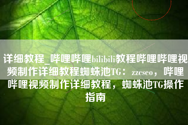 详细教程_哔哩哔哩bilibili教程哔哩哔哩视频制作详细教程蜘蛛池TG：zzcseo，哔哩哔哩视频制作详细教程，蜘蛛池TG操作指南