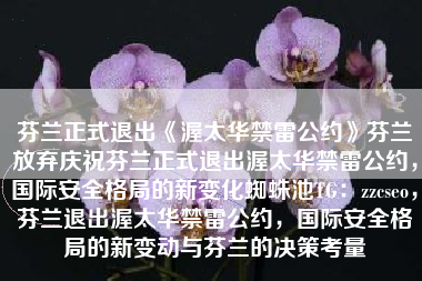 芬兰正式退出《渥太华禁雷公约》芬兰放弃庆祝芬兰正式退出渥太华禁雷公约，国际安全格局的新变化蜘蛛池TG：zzcseo，芬兰退出渥太华禁雷公约，国际安全格局的新变动与芬兰的决策考量