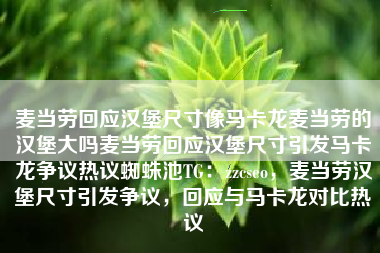 麦当劳回应汉堡尺寸像马卡龙麦当劳的汉堡大吗麦当劳回应汉堡尺寸引发马卡龙争议热议蜘蛛池TG：zzcseo，麦当劳汉堡尺寸引发争议，回应与马卡龙对比热议