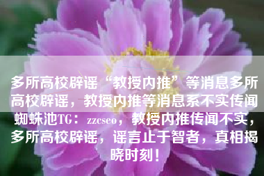 多所高校辟谣“教授内推”等消息多所高校辟谣，教授内推等消息系不实传闻蜘蛛池TG：zzcseo，教授内推传闻不实，多所高校辟谣，谣言止于智者，真相揭晓时刻！