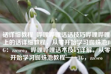 话详细教程_哔哩哔哩话话技巧哔哩哔哩上的话详细教程，从零开始学习蜘蛛池TG：zzcseo，哔哩哔哩话术技巧详解，从零开始学习蜘蛛池教程——TG，zzcseo