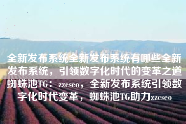 全新发布系统全新发布系统有哪些全新发布系统，引领数字化时代的变革之道蜘蛛池TG：zzcseo，全新发布系统引领数字化时代变革，蜘蛛池TG助力zzcseo