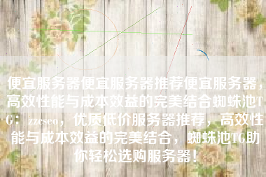 便宜服务器便宜服务器推荐便宜服务器，高效性能与成本效益的完美结合蜘蛛池TG：zzcseo，优质低价服务器推荐，高效性能与成本效益的完美结合，蜘蛛池TG助你轻松选购服务器！