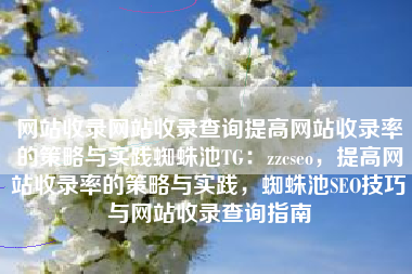 网站收录网站收录查询提高网站收录率的策略与实践蜘蛛池TG：zzcseo，提高网站收录率的策略与实践，蜘蛛池SEO技巧与网站收录查询指南