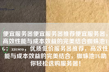 便宜服务器便宜服务器推荐便宜服务器，高效性能与成本效益的完美结合蜘蛛池TG：zzcseo，优质低价服务器推荐，高效性能与成本效益的完美结合，蜘蛛池TG助你轻松选购服务器！