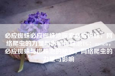 必应蜘蛛必应蜘蛛池探索必应蜘蛛，网络爬虫的力量与影响蜘蛛池TG：zzcseo，必应蜘蛛与蜘蛛池的秘密，网络爬虫的力量与影响