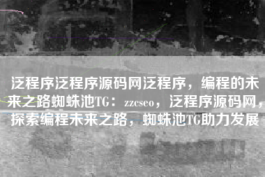 泛程序泛程序源码网泛程序，编程的未来之路蜘蛛池TG：zzcseo，泛程序源码网，探索编程未来之路，蜘蛛池TG助力发展