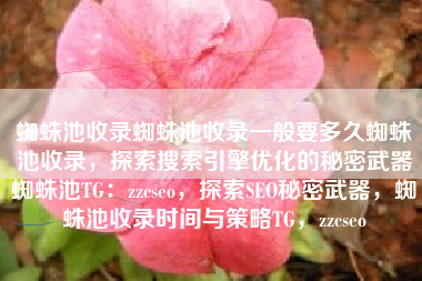 蜘蛛池收录蜘蛛池收录一般要多久蜘蛛池收录，探索搜索引擎优化的秘密武器蜘蛛池TG：zzcseo，探索SEO秘密武器，蜘蛛池收录时间与策略TG，zzcseo