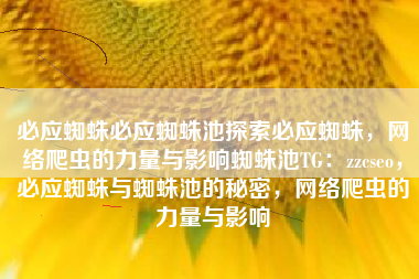 必应蜘蛛必应蜘蛛池探索必应蜘蛛，网络爬虫的力量与影响蜘蛛池TG：zzcseo，必应蜘蛛与蜘蛛池的秘密，网络爬虫的力量与影响