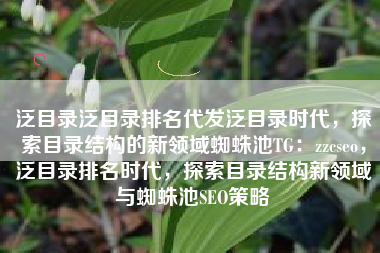 泛目录泛目录排名代发泛目录时代，探索目录结构的新领域蜘蛛池TG：zzcseo，泛目录排名时代，探索目录结构新领域与蜘蛛池SEO策略