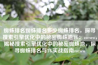 蜘蛛排名蜘蛛排名多少蜘蛛排名，探寻搜索引擎优化中的秘密蜘蛛池TG：zzcseo，揭秘搜索引擎优化中的秘密蜘蛛池，探寻蜘蛛排名与TG实战指南zzcseo