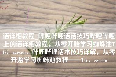 话详细教程_哔哩哔哩话话技巧哔哩哔哩上的话详细教程，从零开始学习蜘蛛池TG：zzcseo，哔哩哔哩话术技巧详解，从零开始学习蜘蛛池教程——TG，zzcseo