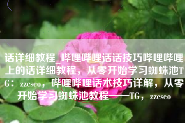 话详细教程_哔哩哔哩话话技巧哔哩哔哩上的话详细教程，从零开始学习蜘蛛池TG：zzcseo，哔哩哔哩话术技巧详解，从零开始学习蜘蛛池教程——TG，zzcseo