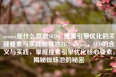 seoseo是什么意思SEO，搜索引擎优化的关键要素与实践蜘蛛池TG：zzcseo，SEO的含义与实践，掌握搜索引擎优化核心要素，揭秘蜘蛛池的秘密