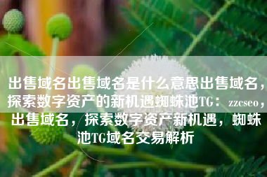 出售域名出售域名是什么意思出售域名，探索数字资产的新机遇蜘蛛池TG：zzcseo，出售域名，探索数字资产新机遇，蜘蛛池TG域名交易解析