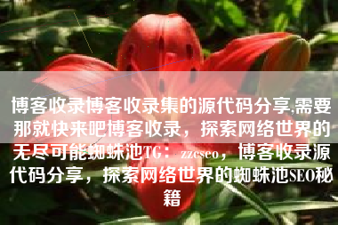 博客收录博客收录集的源代码分享,需要那就快来吧博客收录，探索网络世界的无尽可能蜘蛛池TG：zzcseo，博客收录源代码分享，探索网络世界的蜘蛛池SEO秘籍