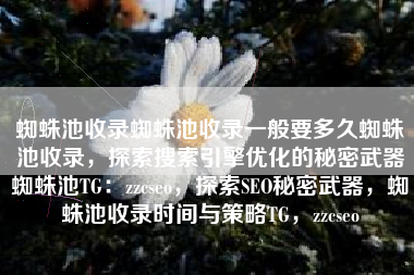 蜘蛛池收录蜘蛛池收录一般要多久蜘蛛池收录，探索搜索引擎优化的秘密武器蜘蛛池TG：zzcseo，探索SEO秘密武器，蜘蛛池收录时间与策略TG，zzcseo