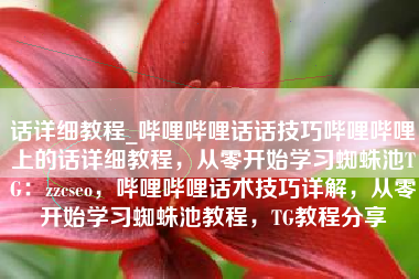 话详细教程_哔哩哔哩话话技巧哔哩哔哩上的话详细教程，从零开始学习蜘蛛池TG：zzcseo，哔哩哔哩话术技巧详解，从零开始学习蜘蛛池教程，TG教程分享