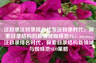 泛目录泛目录排名代发泛目录时代，探索目录结构的新领域蜘蛛池TG：zzcseo，泛目录排名时代，探索目录结构新领域与蜘蛛池SEO策略