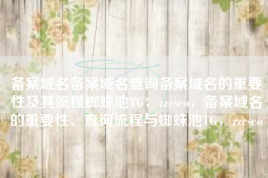 备案域名备案域名查询备案域名的重要性及其流程蜘蛛池TG：zzcseo，备案域名的重要性、查询流程与蜘蛛池TG，zzcseo