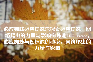 必应蜘蛛必应蜘蛛池探索必应蜘蛛，网络爬虫的力量与影响蜘蛛池TG：zzcseo，必应蜘蛛与蜘蛛池的秘密，网络爬虫的力量与影响