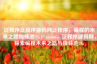 泛程序泛程序源码网泛程序，编程的未来之路蜘蛛池TG：zzcseo，泛程序源码网，探索编程未来之路与蜘蛛池TG
