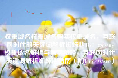 权重域名权重域名购买权重域名，互联网时代的关键词解析蜘蛛池TG：zzcseo，权重域名解析与购买策略，互联网时代关键词解析蜘蛛池指南（附TG，zzcseo）