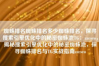 蜘蛛排名蜘蛛排名多少蜘蛛排名，探寻搜索引擎优化中的秘密蜘蛛池TG：zzcseo，揭秘搜索引擎优化中的秘密蜘蛛池，探寻蜘蛛排名与TG实战指南zzcseo