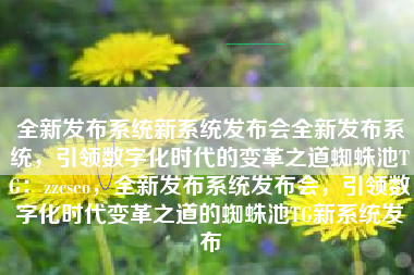 全新发布系统新系统发布会全新发布系统，引领数字化时代的变革之道蜘蛛池TG：zzcseo，全新发布系统发布会，引领数字化时代变革之道的蜘蛛池TG新系统发布