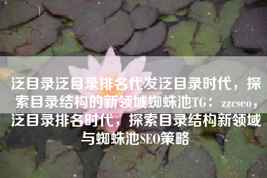 泛目录泛目录排名代发泛目录时代，探索目录结构的新领域蜘蛛池TG：zzcseo，泛目录排名时代，探索目录结构新领域与蜘蛛池SEO策略