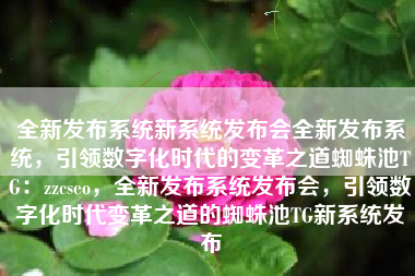 全新发布系统新系统发布会全新发布系统，引领数字化时代的变革之道蜘蛛池TG：zzcseo，全新发布系统发布会，引领数字化时代变革之道的蜘蛛池TG新系统发布