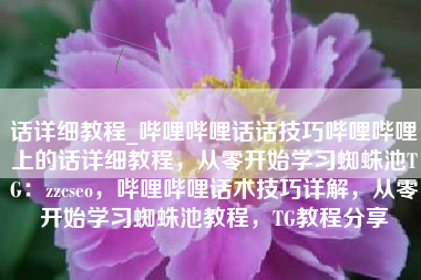 话详细教程_哔哩哔哩话话技巧哔哩哔哩上的话详细教程，从零开始学习蜘蛛池TG：zzcseo，哔哩哔哩话术技巧详解，从零开始学习蜘蛛池教程，TG教程分享