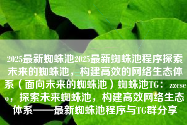 2025最新蜘蛛池2025最新蜘蛛池程序探索未来的蜘蛛池，构建高效的网络生态体系（面向未来的蜘蛛池）蜘蛛池TG：zzcseo，探索未来蜘蛛池，构建高效网络生态体系——最新蜘蛛池程序与TG群分享